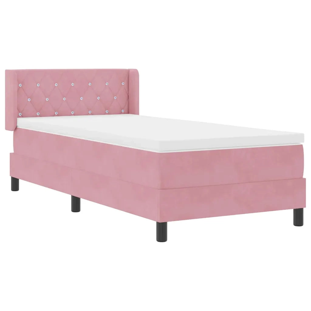 Letto a molle con testiera Rosa 200 x 100 cm Velluto 3341407