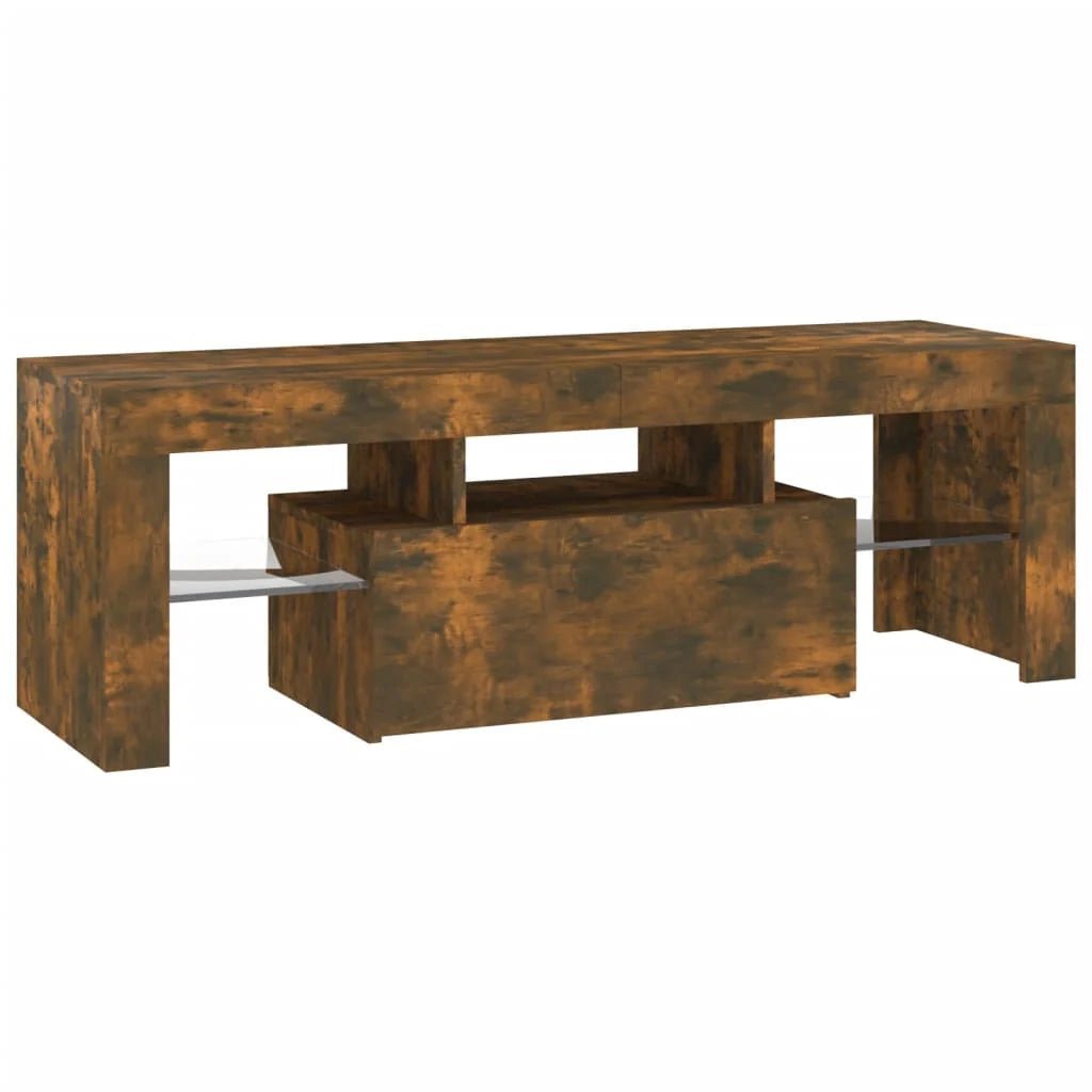 Mobile TV multimediale scaffale TV credenza mobile TV per sala da pranzo soggiorno camera da letto con luci a LED rovere affumicato 120 x 35 x 40 cm marrone 02_0026717