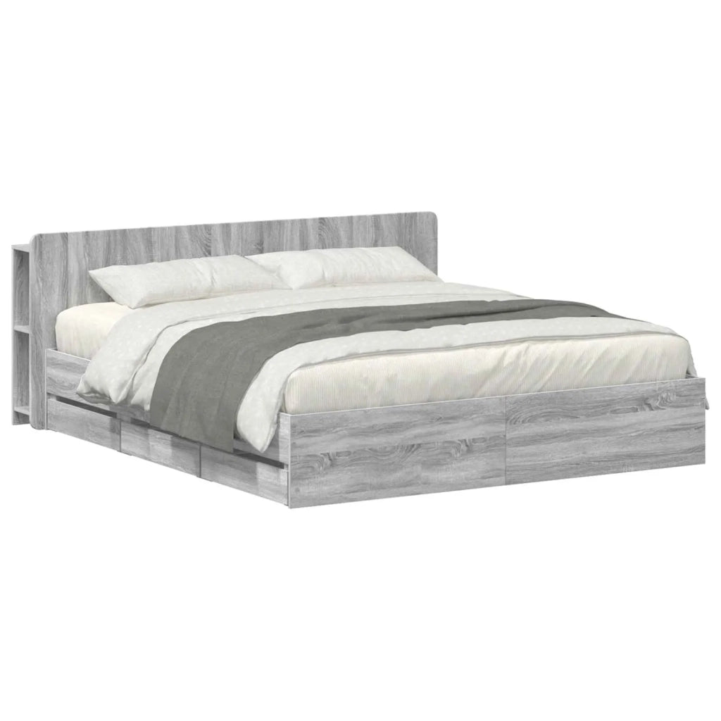 Struttura del letto con stoccaggio e testata Sonoma grigio 3433981