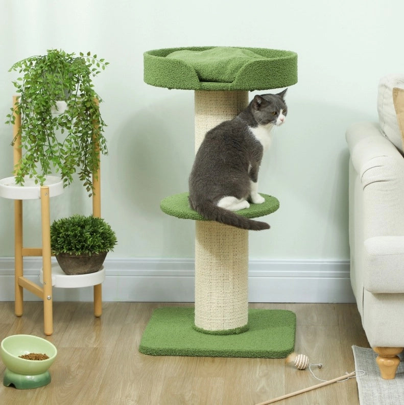 Tiragraffi per gatti verde con piattaforme, 91 cm