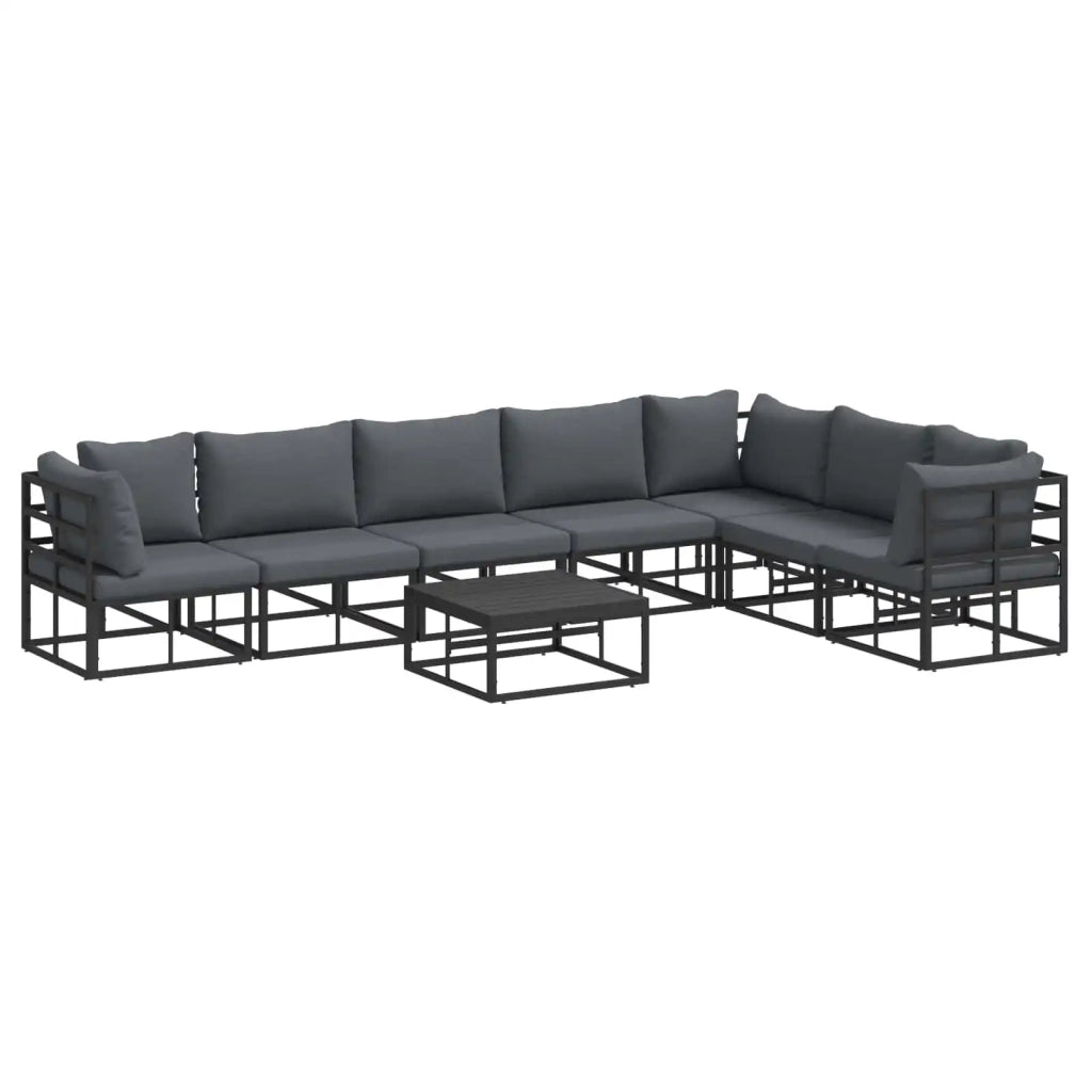 Set Divano da Giardino con cuscino 8 pcs Nero Alluminio 3378873