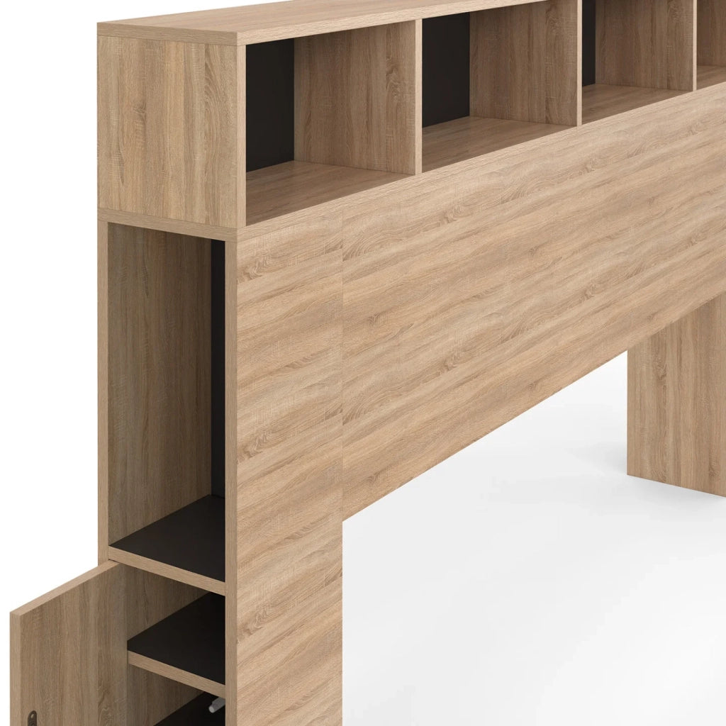 IDMarket - Testiera CLEO 165 CM con contenitori effetto faggio e nero