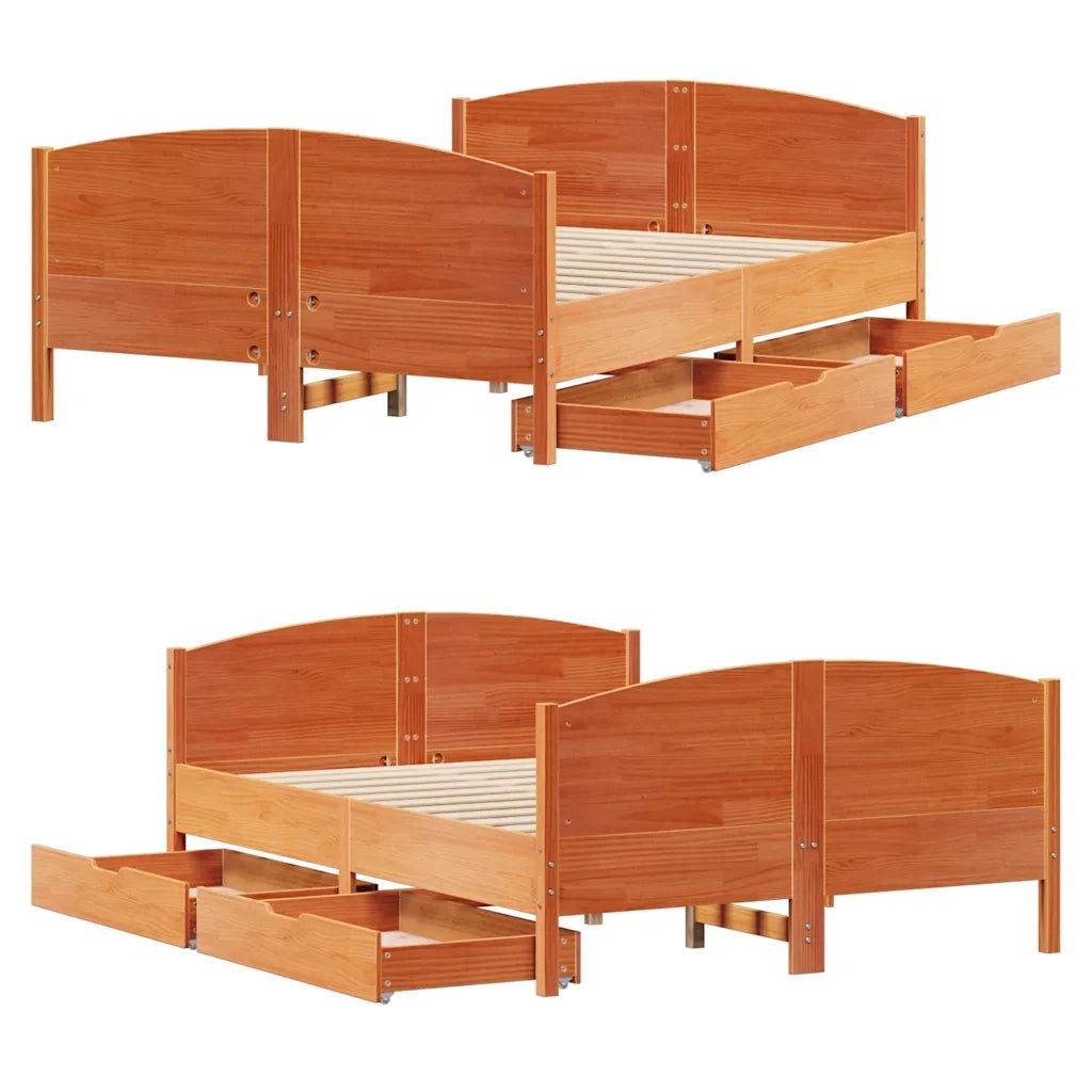vidaXL Letto senza Materasso Marrone Cera 120x190 cm in Legno di Pino