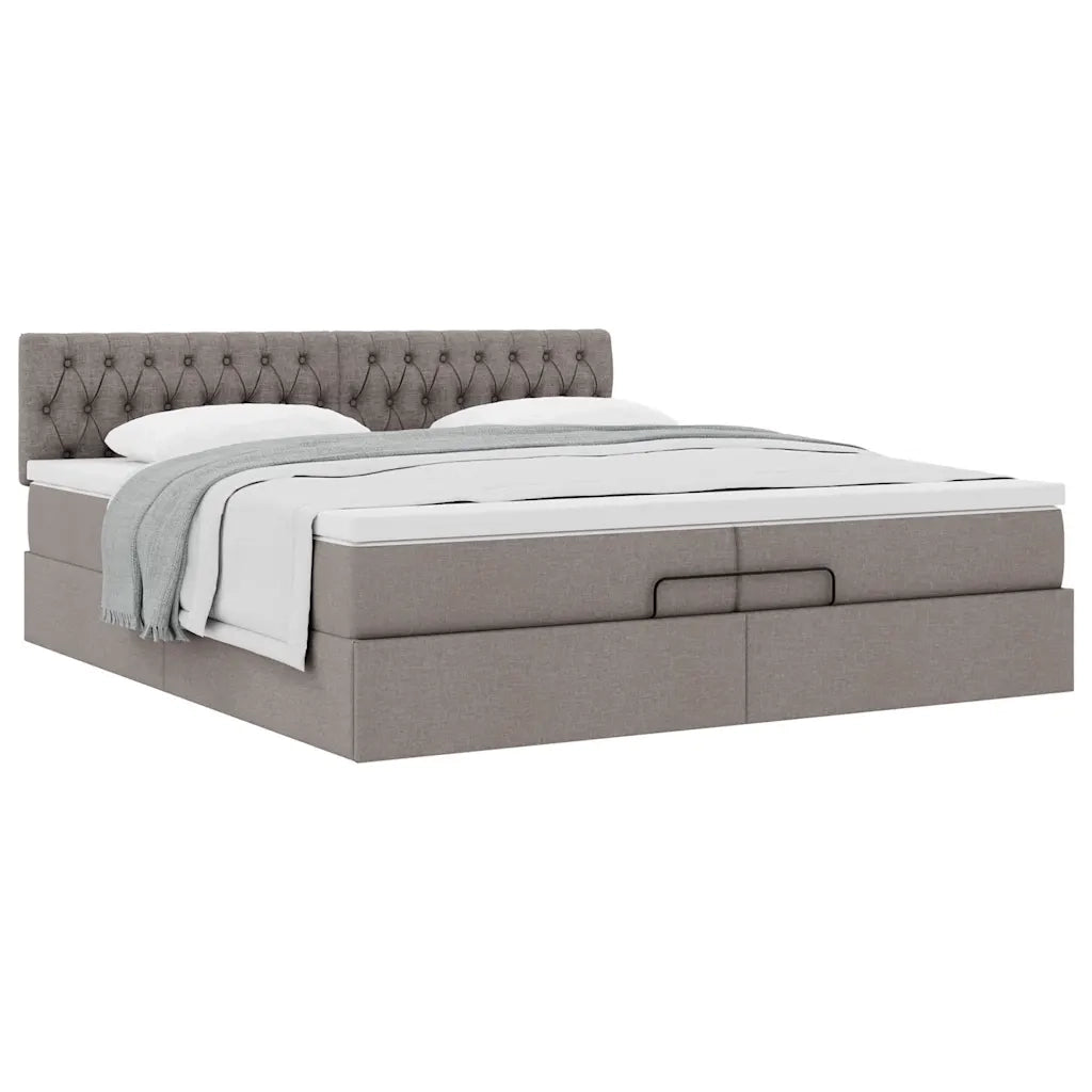 vidaXL Struttura Letto Pouf con Materasso Tortora 200x200 cm Tessuto