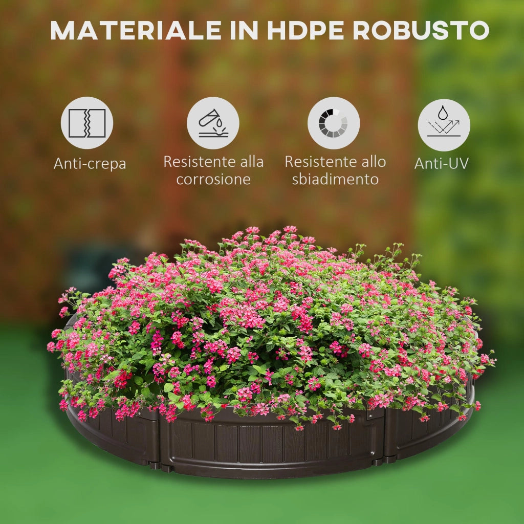 EasyComfort Letto per Orto Rialzato in HDPE, Fioriera da Esterno Rotonda, Φ123x21cm, Marrone