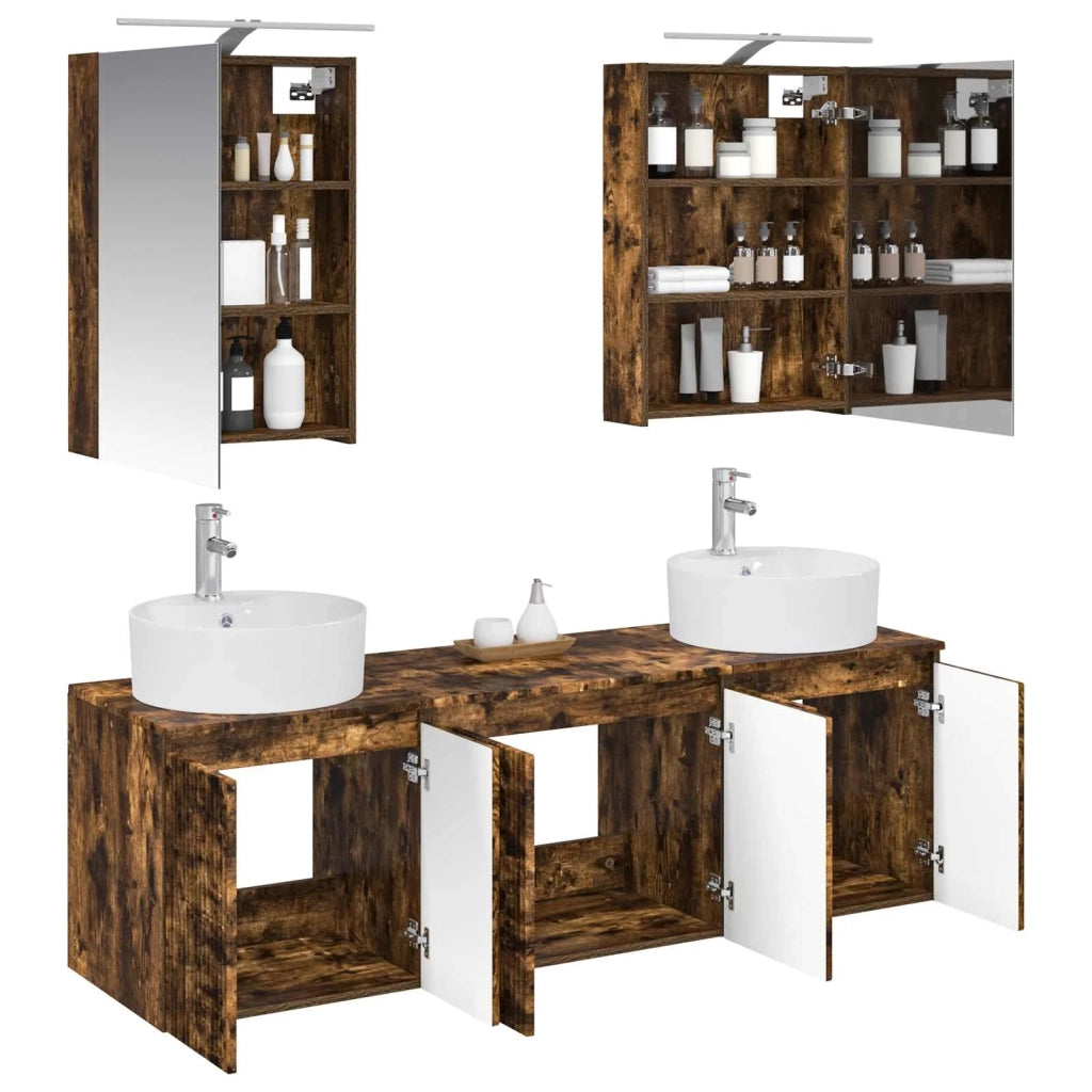Set di Armadi da Bagno 5 pcs Rovere Fumo Legno ingegnerizzato 3406435