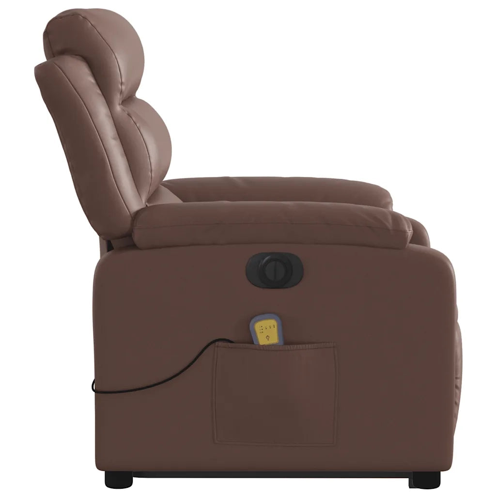 Poltrona Alzapersona Elettrica Reclinabile Marrone Similpelle 3205065