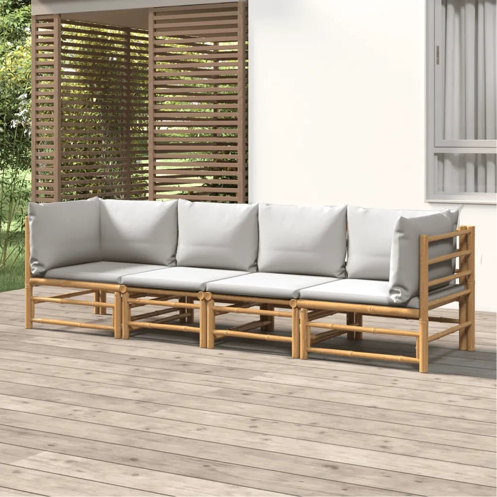 Set Salotto da Giardino 4pz con Cuscini Grigio Chiaro BambÃ¹cod mxl 124223