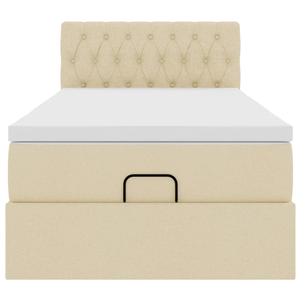 Pouf Letto con Materasso Crema 100x200 cm in Tessuto 3312372