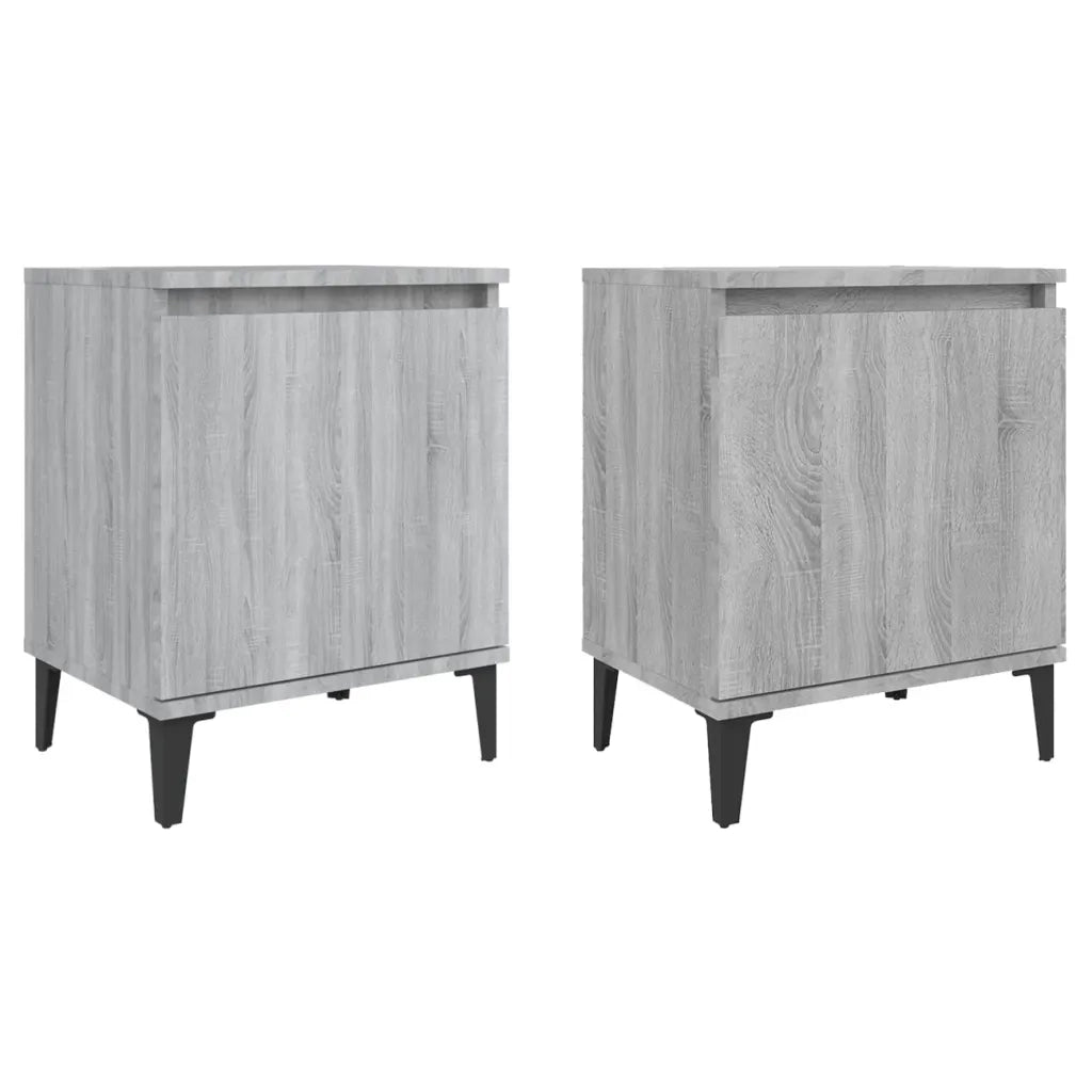 Comodini con Gambe in Metallo Grigio Sonoma 40x30x50 cm 813119