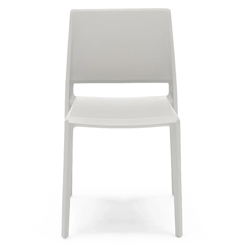 Set 4 sedie in polipropilene MEGAN, impilabile, resistente ai raggi UV, design moderno, ideale per sala da pranzo, cucina, sala d’attesa, bar, ristoranti o giardino, colore Bianco