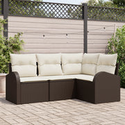 Set di divani da giardino con cuscini Marrone Rattan polietilene