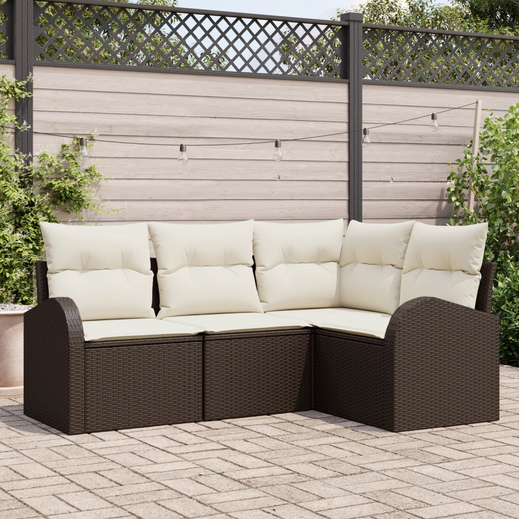 Set di divani da giardino con cuscini Marrone Rattan polietilene