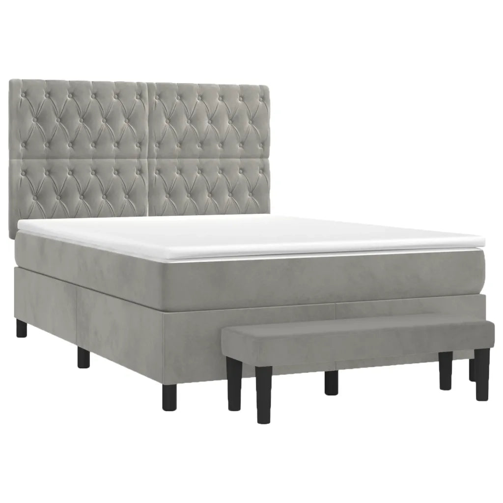 Giroletto a Molle con Materasso Grigio Chiaro 140x200cm Velluto