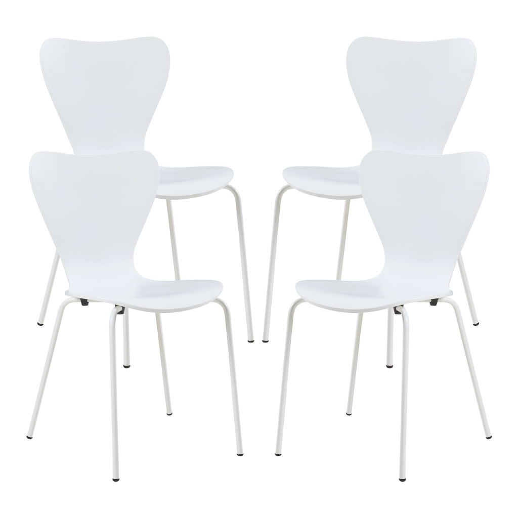 Set di 4 Sedie da Sala Essunga Impilabili - Bianco [en.casa]