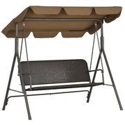 Divano a Dondolo da Giardino 3 Posti ¨C Zephmum ¨C Rattan PE Grigio 167x112x153 cm