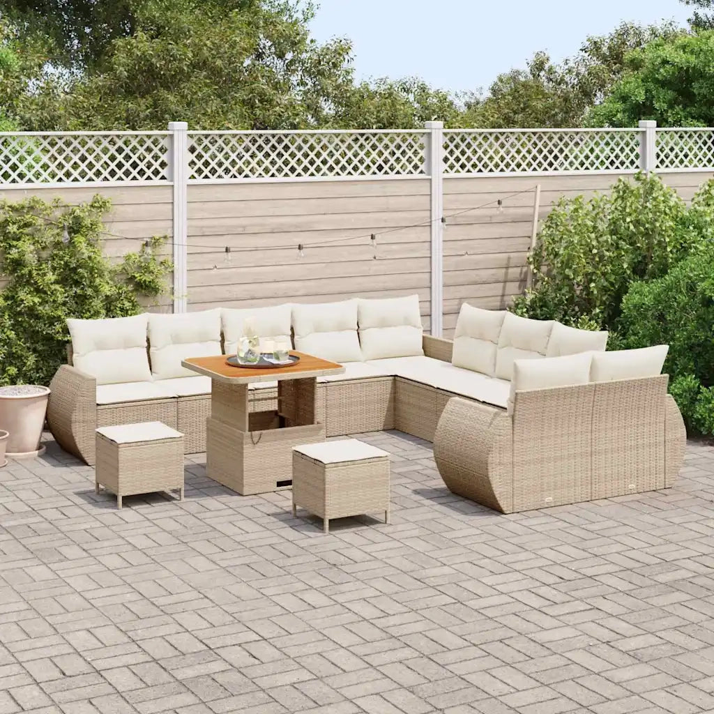Set Divano da Giardino con cuscino 13 pcs beige e panna