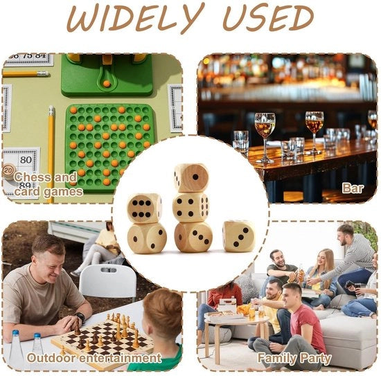 Set di Dadi in Legno da 6 - Cubi Grossi 30 mm - Giocodadi in Legno Naturale - Giochi Educativi - Molteplici Utilizzazioni - Robusto e Sostenibile - Dadi in Legno Cubici