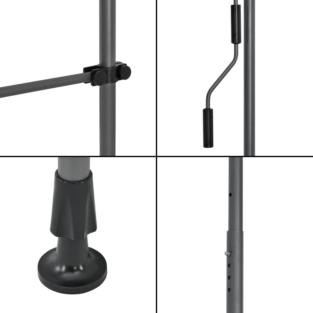 Tenda da Sole a Muro con Pali di Supporto Telescopici Parasole 350 x 120 cm (LxP) Nero pro.tec