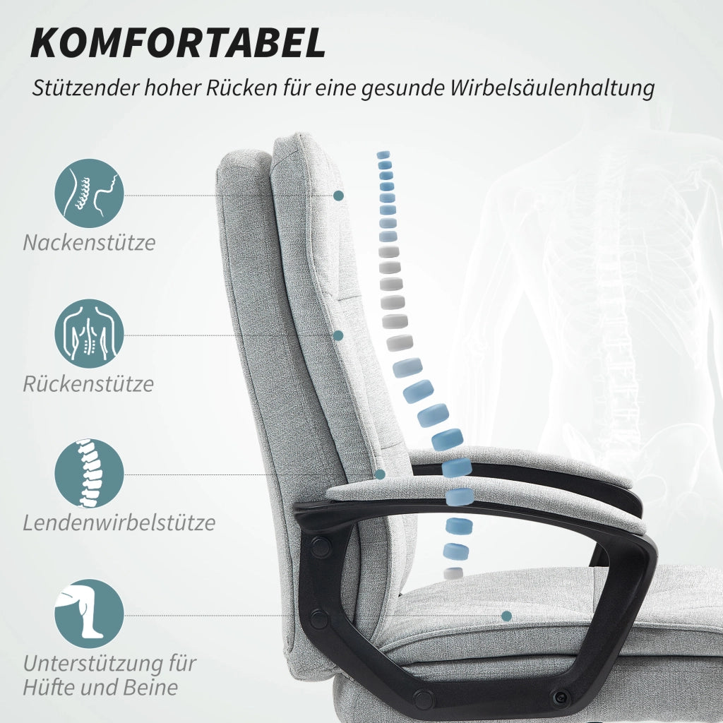 Sedia da ufficio ergonomica girevole con braccioli e funzione a dondolo, altezza regolabile in poliestere grigio