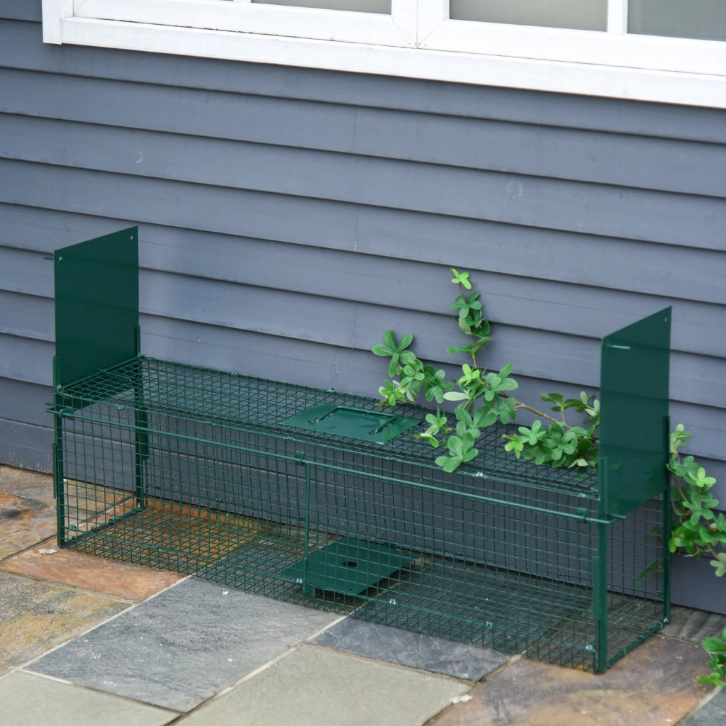 Trappola per animali 100x25x28 cm ¨C zephmum ¨C verde metallo 2 ingressi
