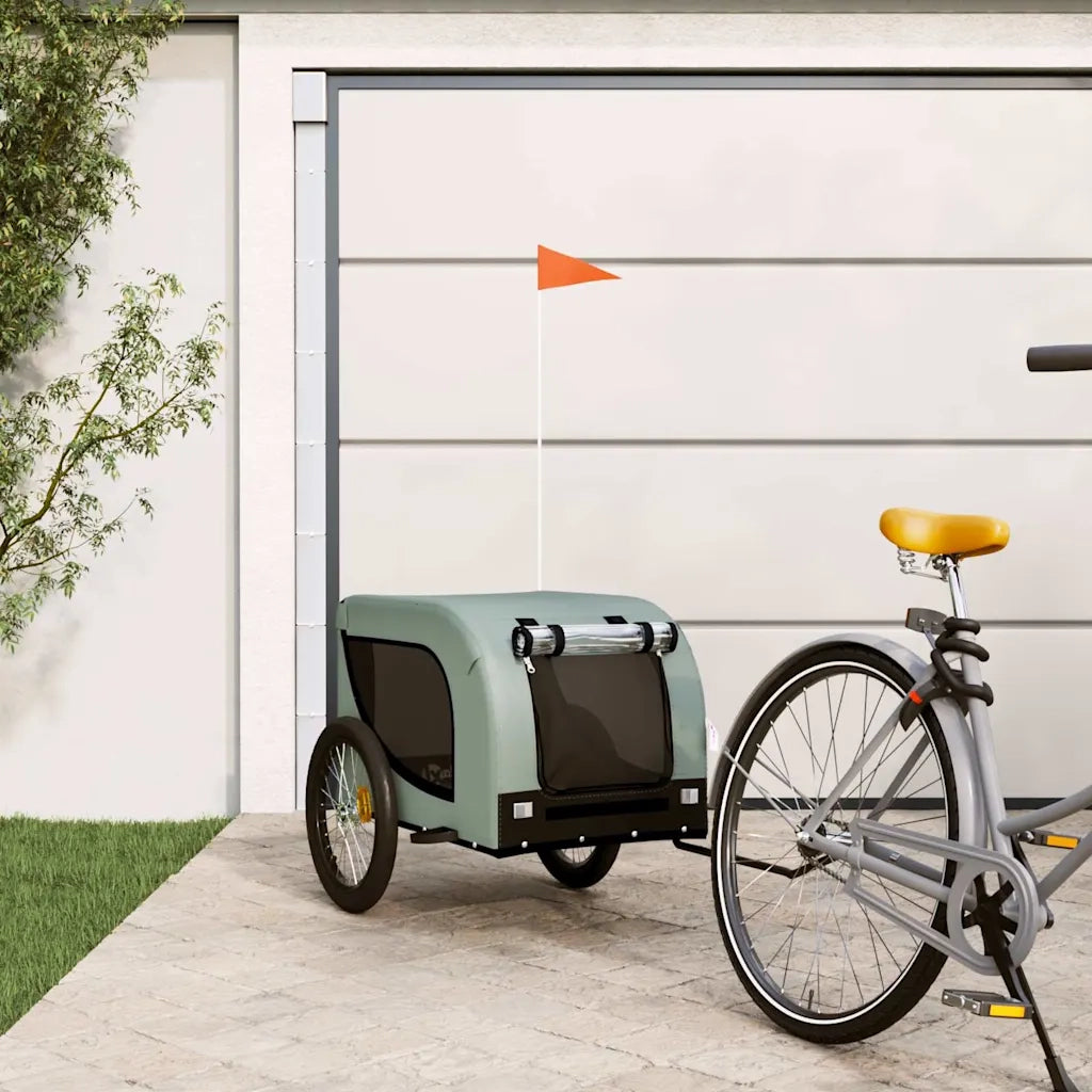 Rimorchio da Bici per Animali Grigio e Nero Oxford e Ferro CFW9936567