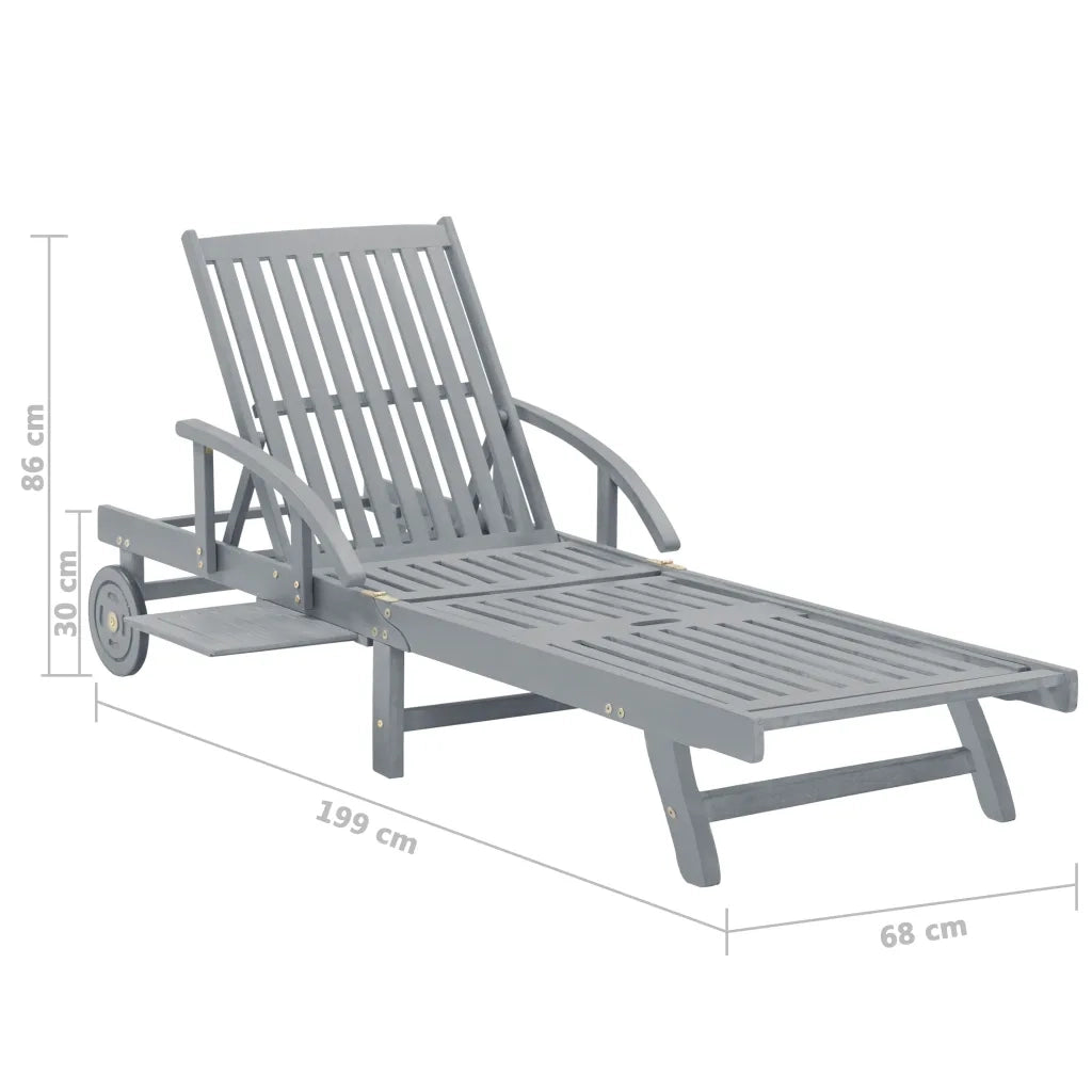Lettino Prendisole da Giardino Legno Massello di Acacia Grigio 45939