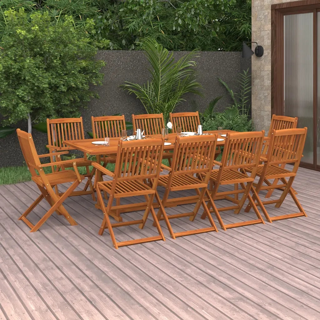 Set da Pranzo da Giardino 11 pz 220x90x75 cm Massello di Acacia 3086987