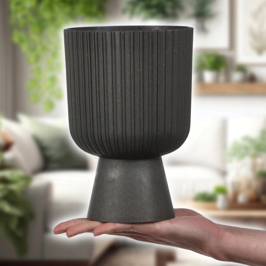 Vaso da fiori KADAX, vaso per fiori, da giardino, con coperchio in plastica, 14 cm, supporto per fiori, grigio