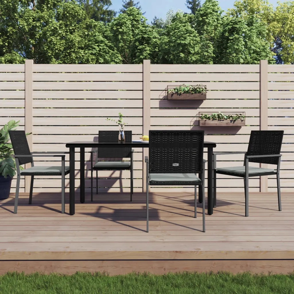 Set Pranzo da Giardino 5pz con Cuscini in Polyrattan e Acciaiocod mxl 76653