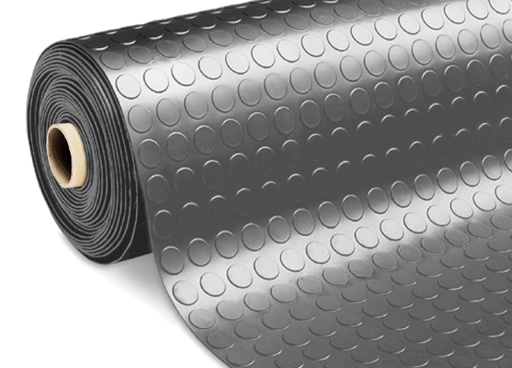 Tappeto Rivestimento Pavimento Gommato PVC Con Bolle Grigio Scuro Bollato - 100x50 - Floor Grigio Scuro
