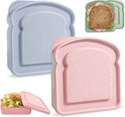 Lunchbox in forma di toast con coperchio, contenitore di plastica BPA-free per il cibo, resistente a microonde e lavastoviglie, adatto per adulti e famiglie.