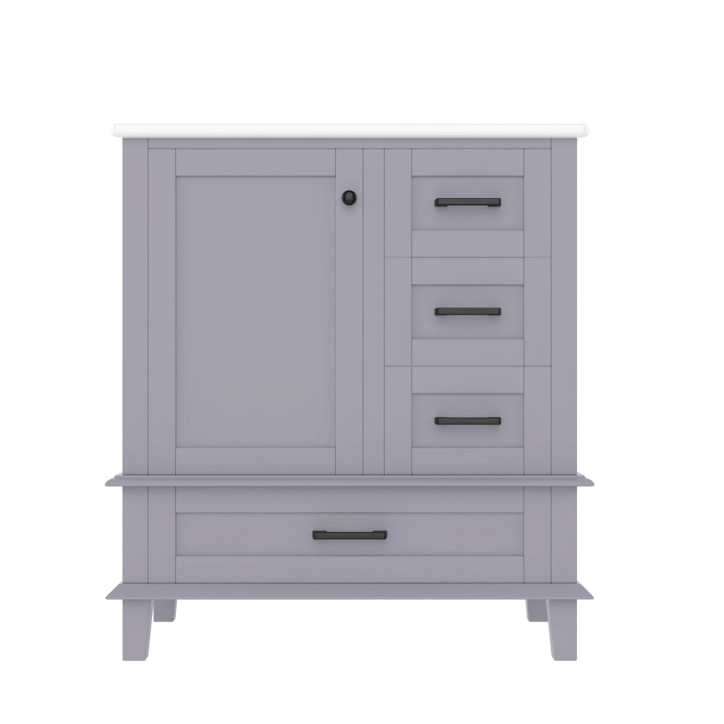 Mobile bagno freestanding con lavabo in ceramica integrato, 76x46x83,5 cm, grigio