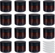 Vaso di vetro per cosmetica - Vetro ambrato - 50 ml - Ideale per DIY cosmetica - Incluso spazzole - Adatto per la creazione di prodotti personalizzati.
