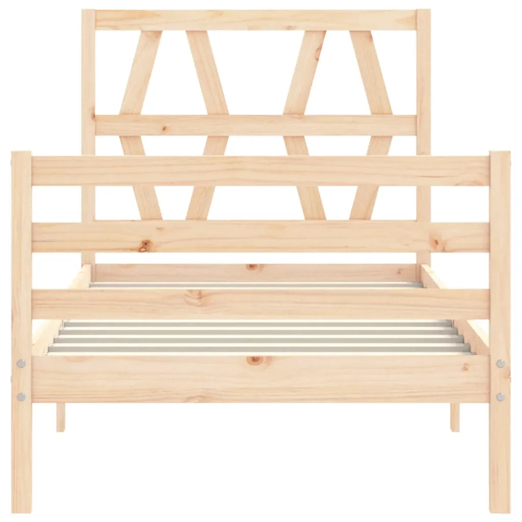 Giroletto con Testiera Single-Struttura Letto in Legno Massello 307255