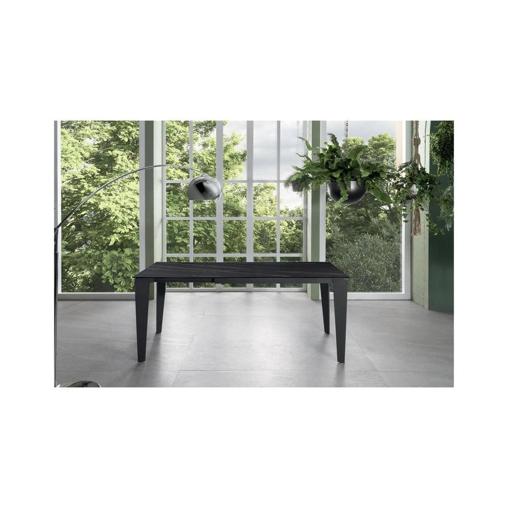 Tavolo Allungabile da 120cm a 170cm moderno Top in Ceramica su Vetro Temperato Portoro
