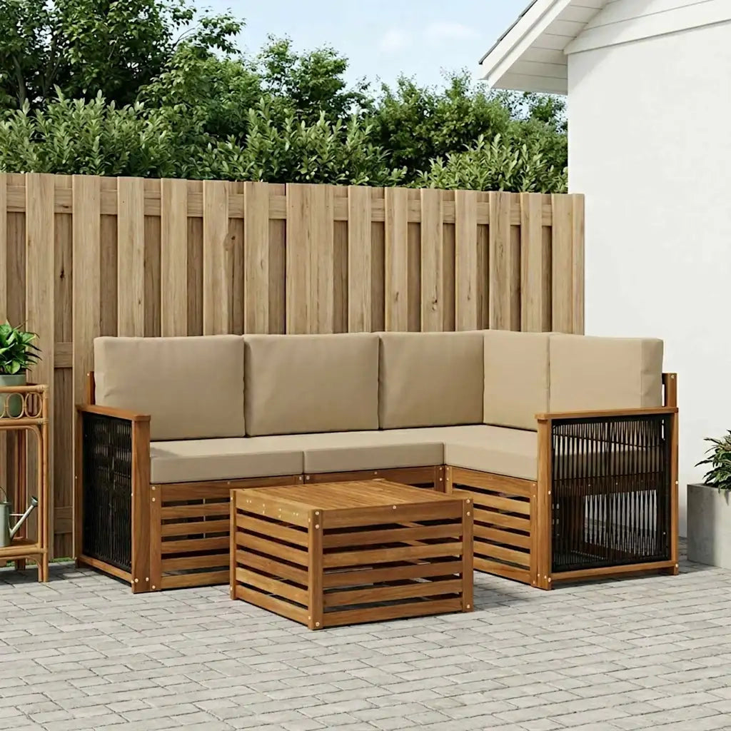 Set di divani da esterno 5 pcs Naturale e Beige 59 x 59 x 37 cm 3384324