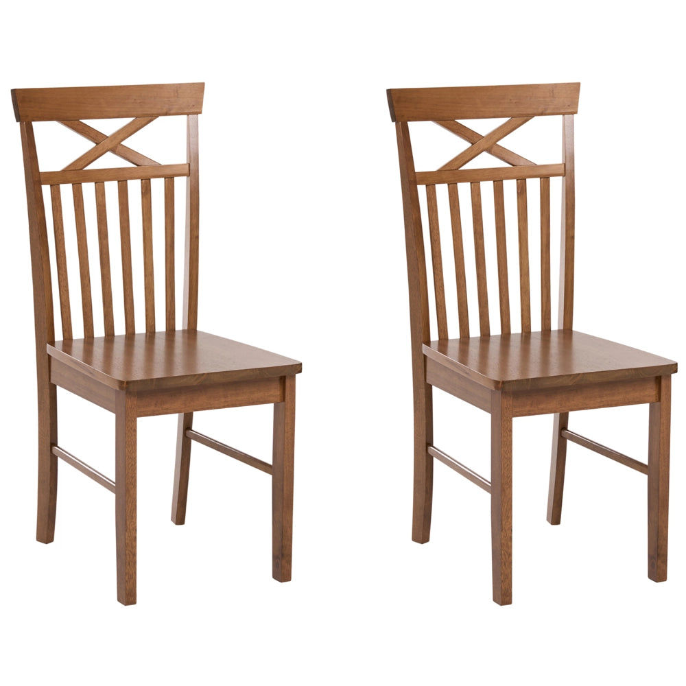 Set di 2 sedie da pranzo marrone con legno chiaro in stile tradizionale