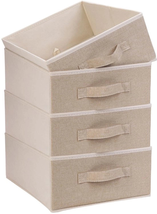 Set di contenitori di stoffa opachi, sistema di organizzazione di carico per la vestiareria, abbigliamento, intimo e altro, con 4 pezzi, beige