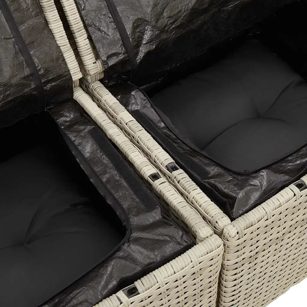 Divano da Giardino con Cuscini 3 Posti Grigio Chiaro Polyrattan
