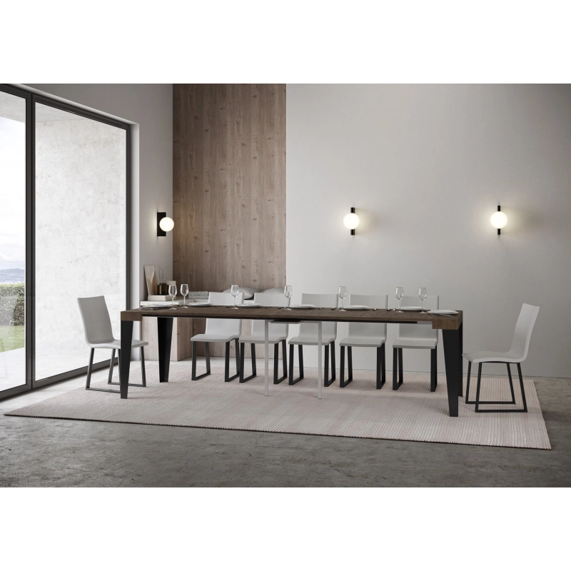 Consolle allungabile 90x40/196 cm Flame telaio Antracite - Noce