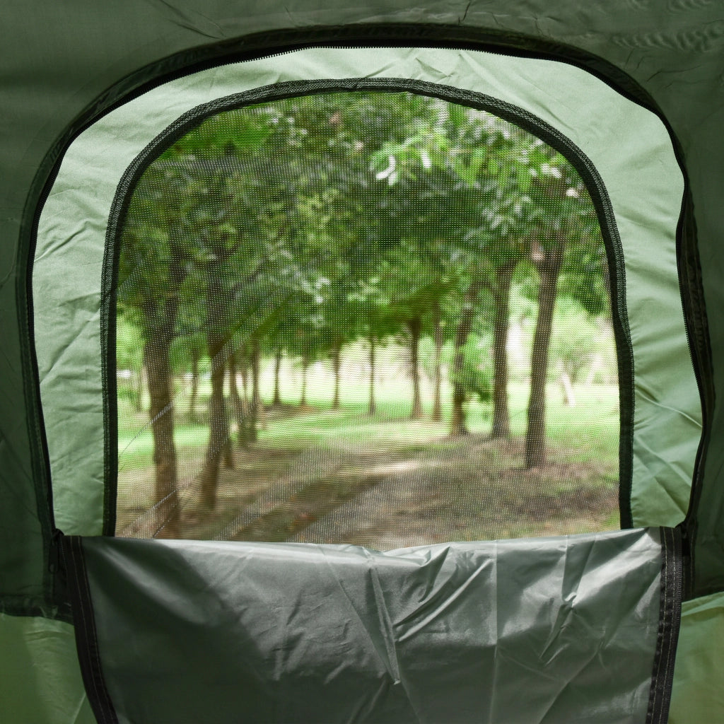 Set da campeggio 4 in 1 con tenda; sacco a pelo; materasso pieghevole verde scuro per avventure all'aperto