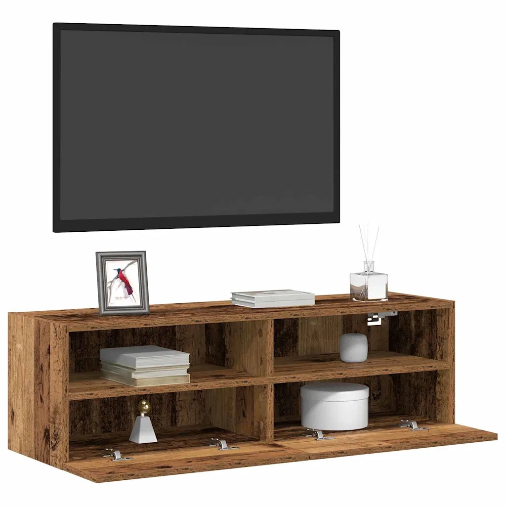 Mobile TV da parete 2 pcs Legno vecchio 100 x 30 x 30 cm 862189
