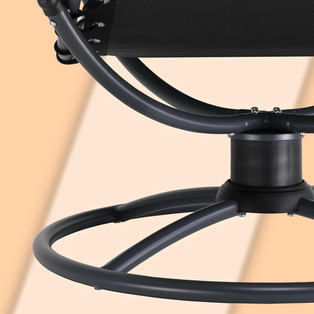 ® Sedia Relax Poltrona a Dondolo Sdraio Ergonomica Oscilla a 360° Incl. Poggiatesta Acciaio Salotto Esterno Interno Sedie Lettino Giardino