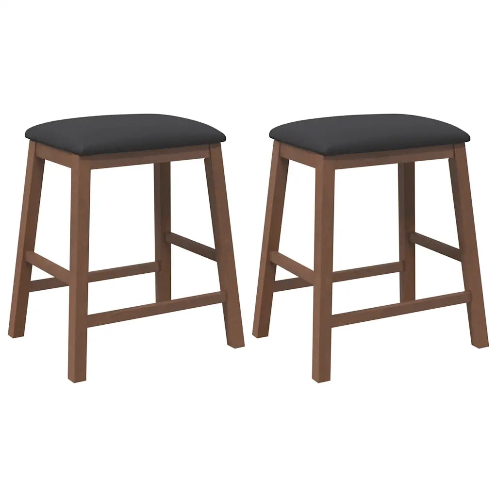 Sedie da Bar con Cuscini 2pz Marrone Legno Massello di Hevea 4102577