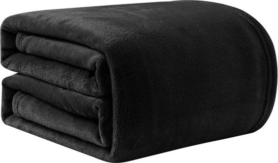 Felpata deken in fleece - morbido plaid per divano - 1 pezzo - nero - flanella - 200 x 230 cm