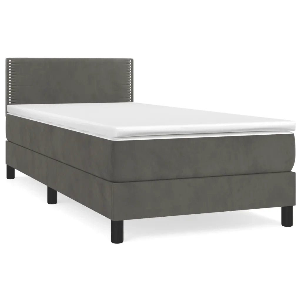Giroletto a Molle con Materasso Grigio Scuro 90x190 cm Velluto 3141216