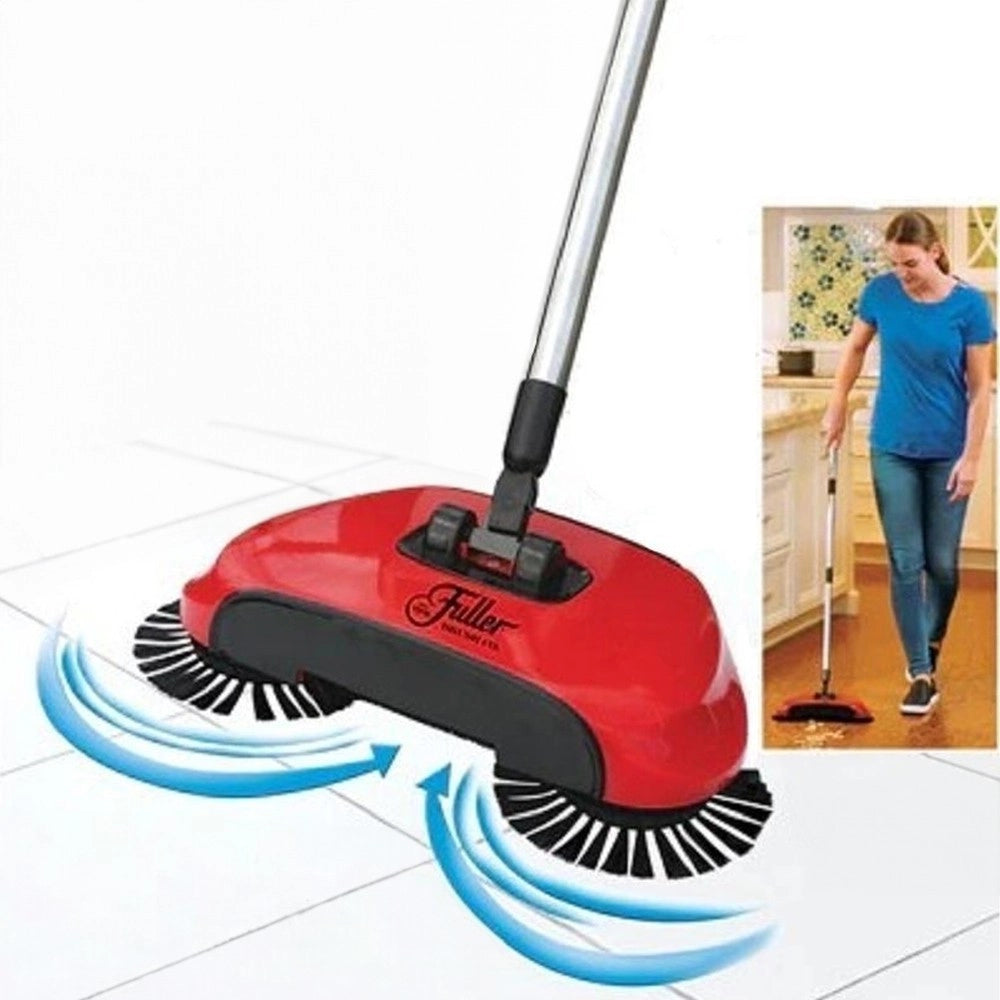 Trade Shop - Scopa Rotante 360° Con Setole Rotanti Microfibra Aspirapolvere Sweep Drag Spazza -