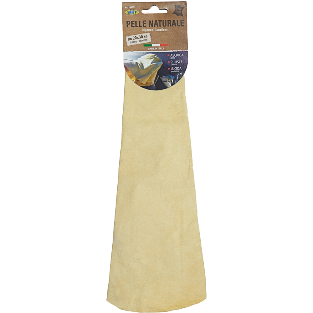 Panno in Pelle Naturale Scamosciata 49x32 cm - Adatto alla Pulizia di Veicoli