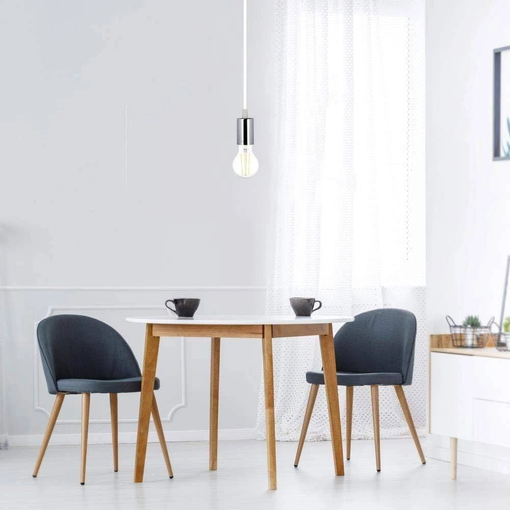 Trade Shop - Pendente In Acciaio Bianco A Soffitto Cromato Portalampada Lampada Moderno Design -